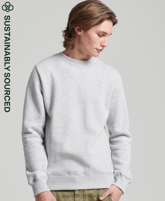 moletom vintage com logotipo vintage de algodão orgânico homens cinza claro roupas Superdry 2208H678