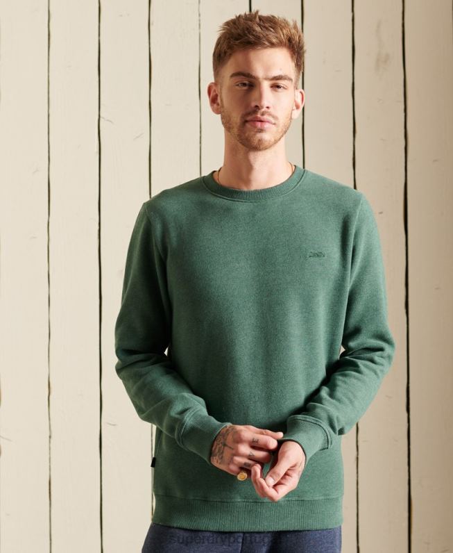 moletom vintage com logotipo vintage de algodão orgânico homens verde roupas Superdry 2208H5187