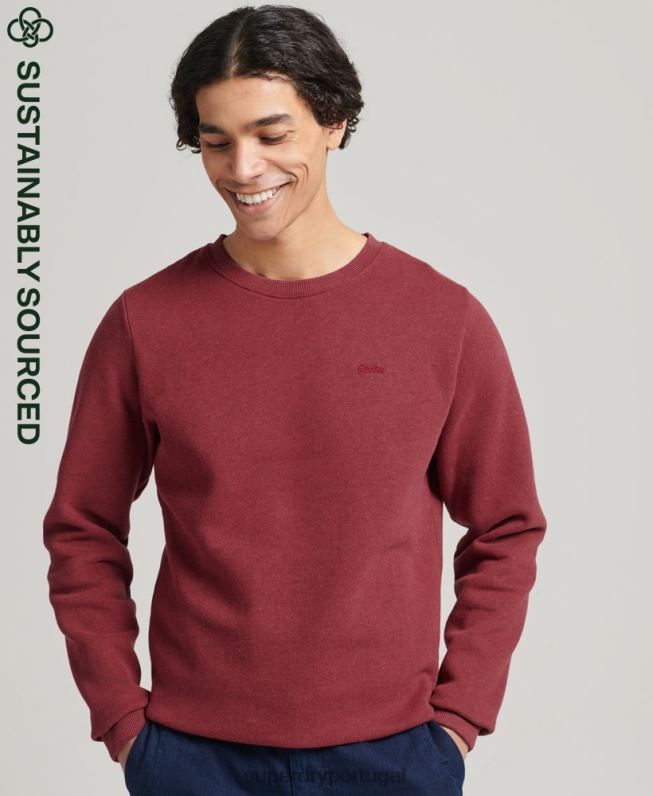 moletom vintage com logotipo vintage de algodão orgânico homens vermelho roupas Superdry 2208H662