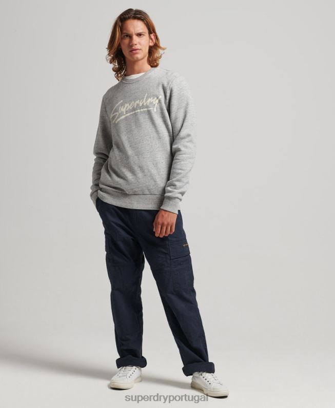 moletom vintage da equipe de roteiro do centro homens cinza roupas Superdry 2208H5019