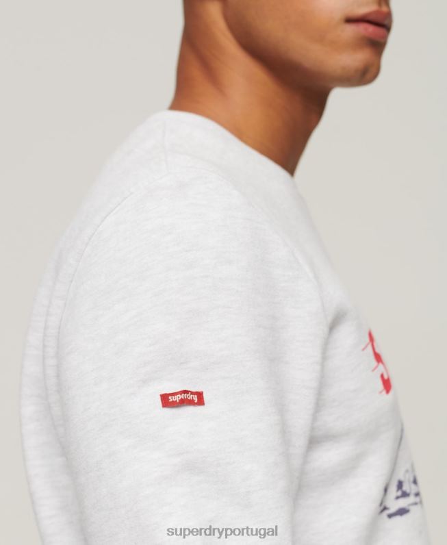 moletom vintage da equipe souvenir da cidade homens cinza claro roupas Superdry 2208H550