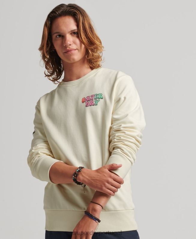 moletom vintage in the woods crew homens branco roupas Superdry 2208H5139