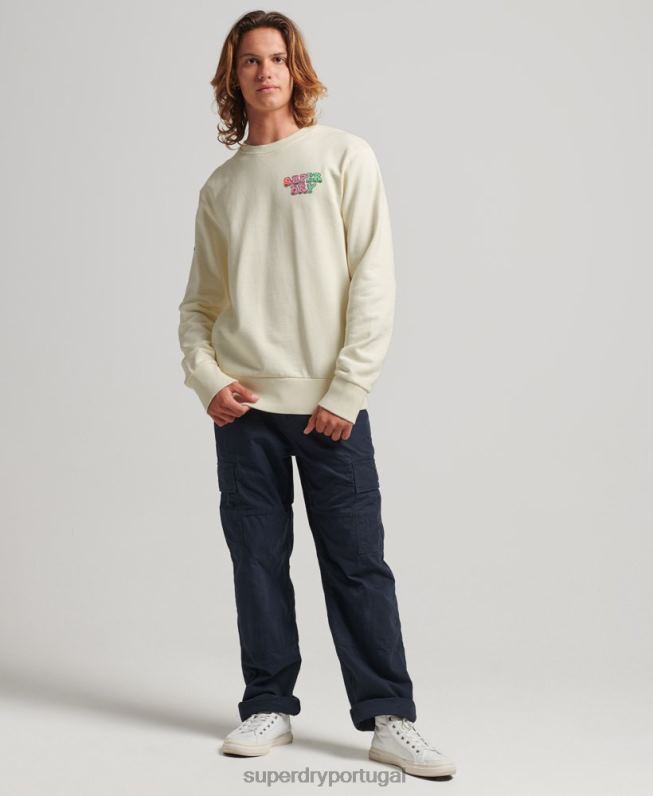 moletom vintage in the woods crew homens branco roupas Superdry 2208H5139