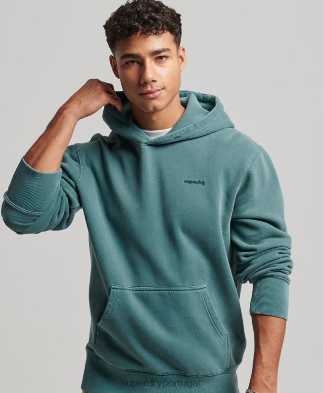 moletom vintage lavado homens turquesa roupas Superdry 2208H764