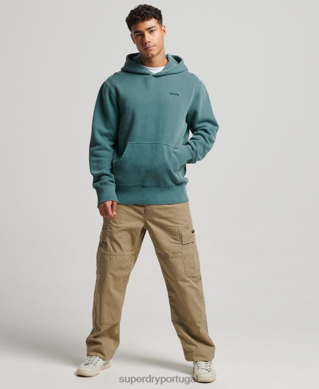 moletom vintage lavado homens turquesa roupas Superdry 2208H764