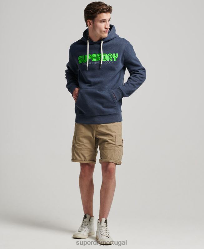 moletom vintage retrô com capuz homens azul roupas Superdry 2208H651