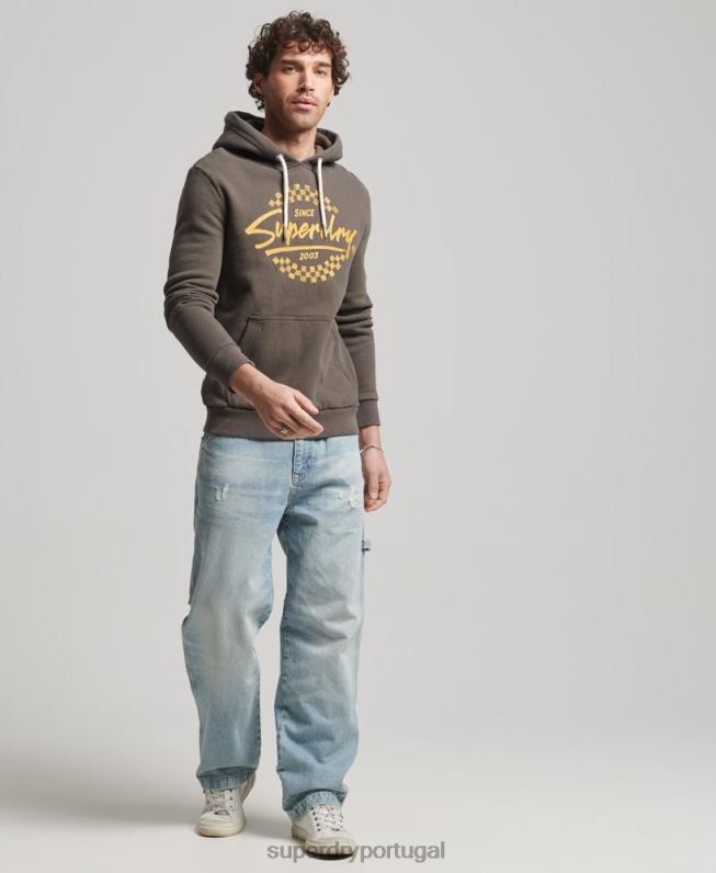 moletom vintage shapers & makers homens cinza escuro roupas Superdry 2208H609