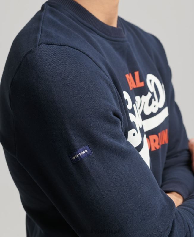 moletom vintage soda pop crew com logo homens marinha roupas Superdry 2208H4997