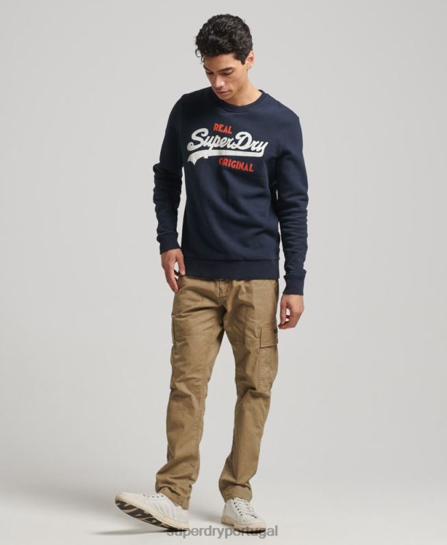 moletom vintage soda pop crew com logo homens marinha roupas Superdry 2208H4997