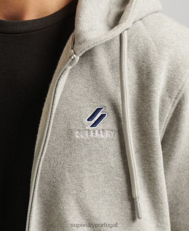 moletom zip code essencial homens cinza roupas Superdry 2208H5205