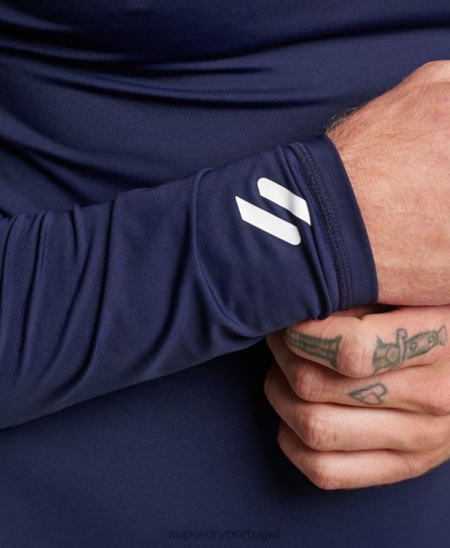 parte superior da camada de base com meio zíper homens marinha roupas Superdry 2208H1382