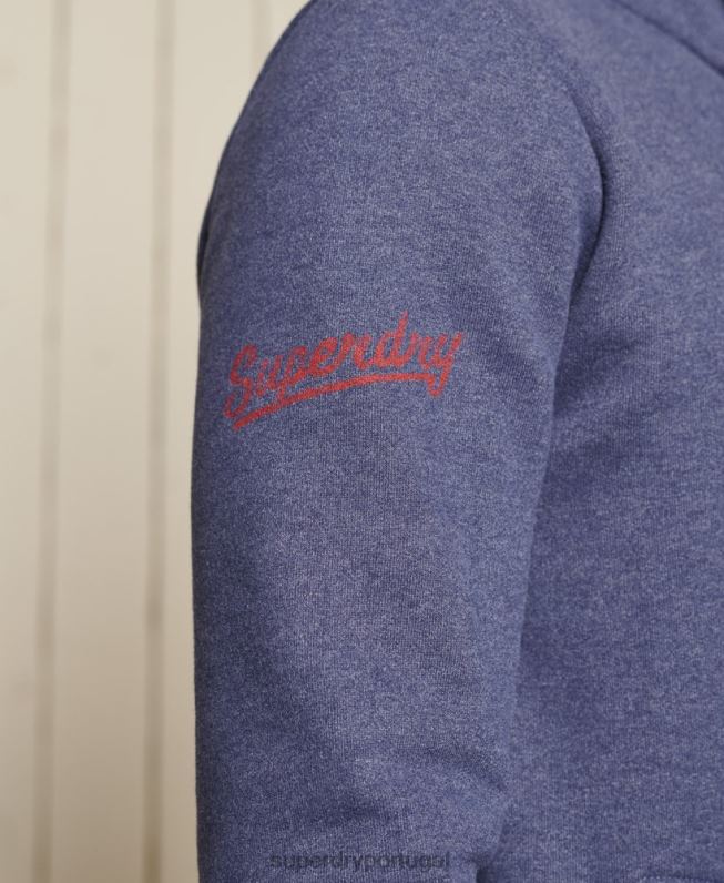 parte superior da trilha do atletismo com meio zíper homens azul roupas Superdry 2208H823