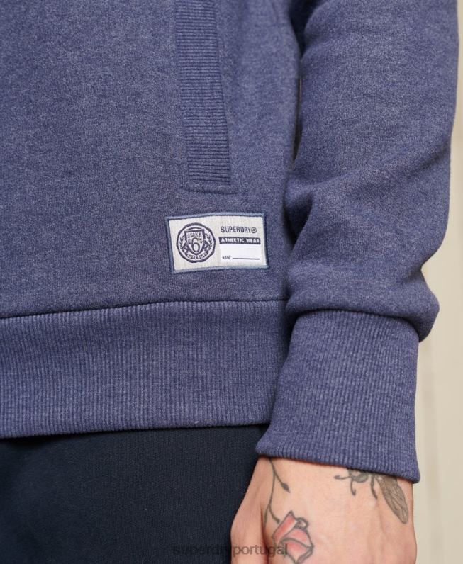 parte superior da trilha do atletismo com meio zíper homens azul roupas Superdry 2208H823