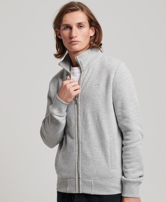 top de trilha com zíper bordado com logo vintage homens cinza roupas Superdry 2208H739