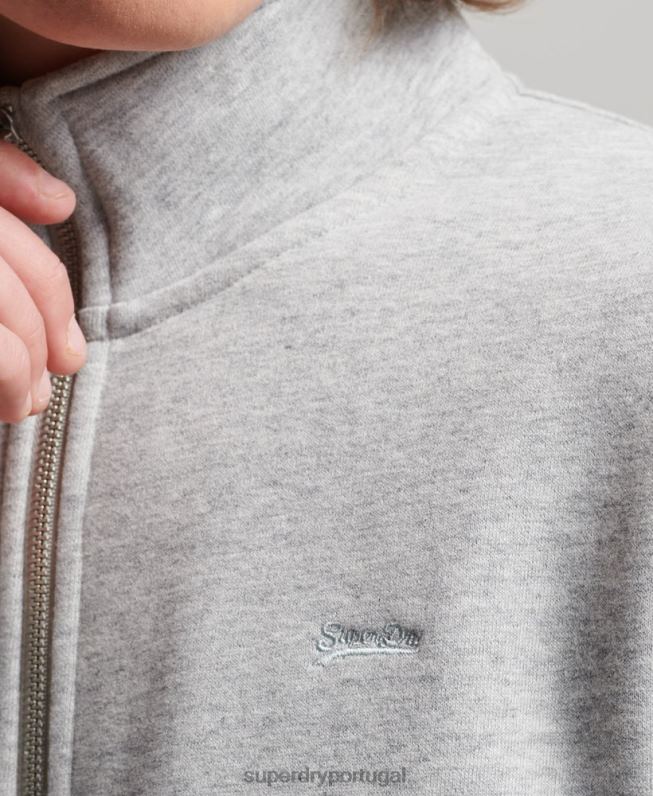 top de trilha com zíper bordado com logo vintage homens cinza roupas Superdry 2208H739