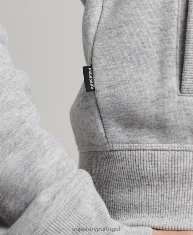 top de trilha com zíper bordado com logo vintage homens cinza roupas Superdry 2208H739