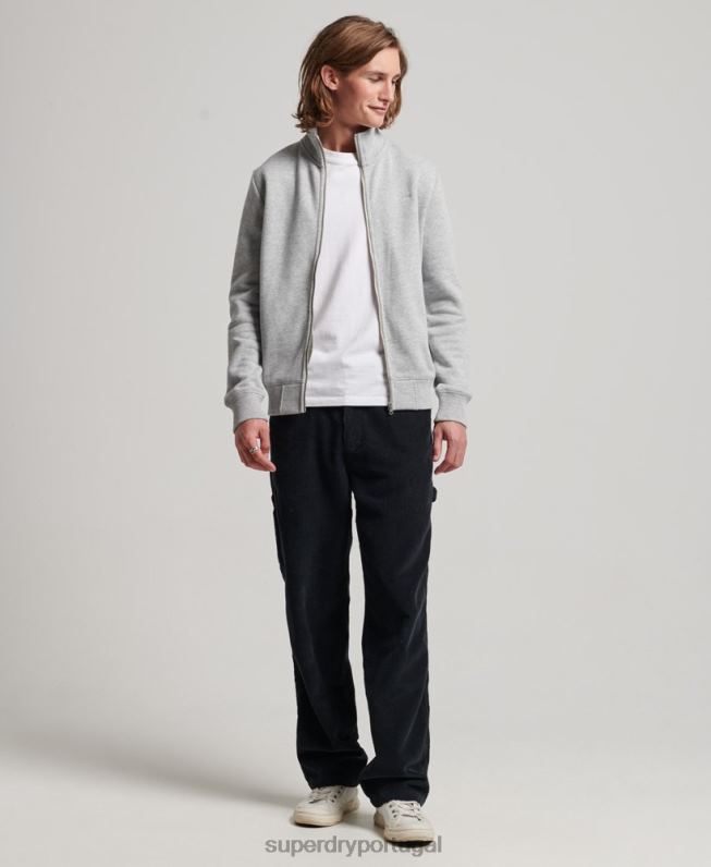 top de trilha com zíper bordado com logo vintage homens cinza roupas Superdry 2208H739