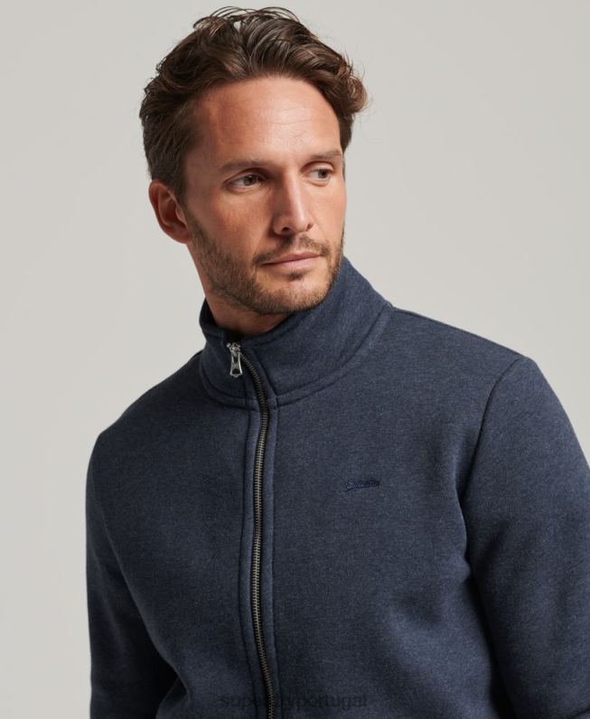 top de trilha com zíper bordado com logo vintage homens marinha roupas Superdry 2208H730