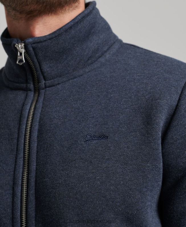 top de trilha com zíper bordado com logo vintage homens marinha roupas Superdry 2208H730