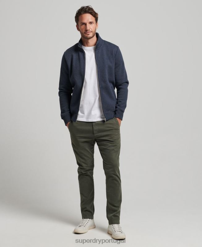 top de trilha com zíper bordado com logo vintage homens marinha roupas Superdry 2208H730