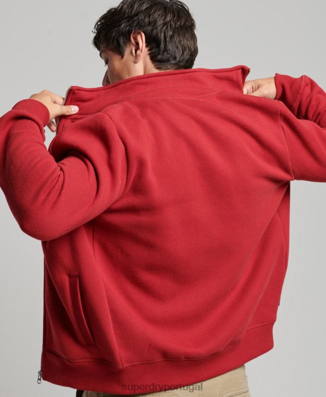 top de trilha com zíper bordado com logo vintage homens vermelho roupas Superdry 2208H632