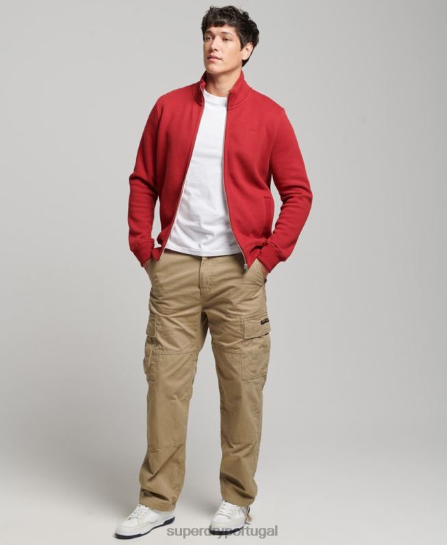 top de trilha com zíper bordado com logo vintage homens vermelho roupas Superdry 2208H632