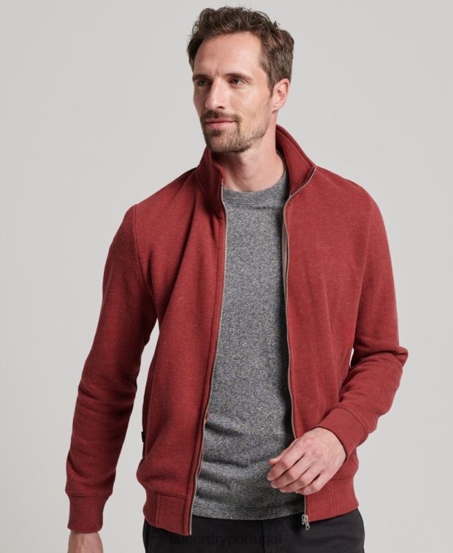 top de trilha com zíper bordado com logo vintage homens vermelho roupas Superdry 2208H825