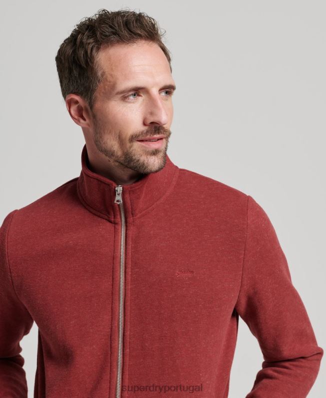 top de trilha com zíper bordado com logo vintage homens vermelho roupas Superdry 2208H825