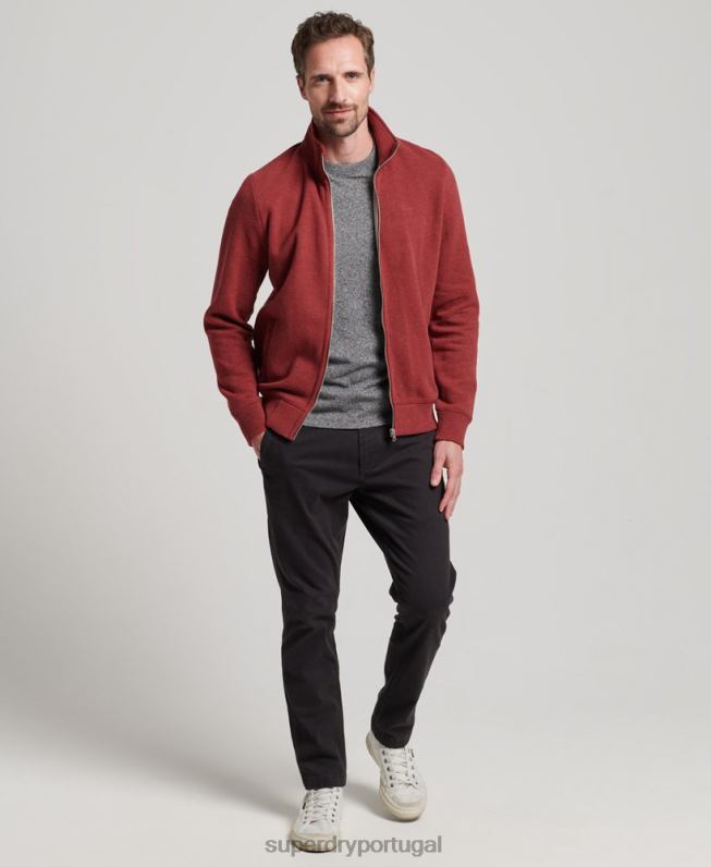 top de trilha com zíper bordado com logo vintage homens vermelho roupas Superdry 2208H825