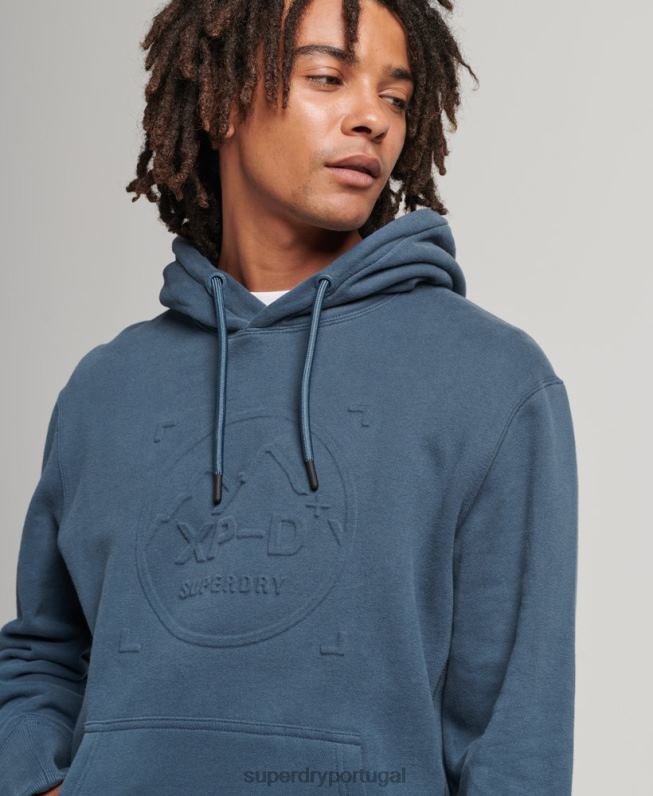 xp-d moletom com capuz solto da tripulação homens azul escuro roupas Superdry 2208H717
