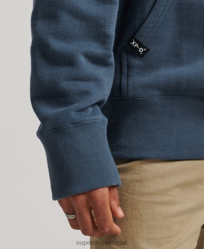 xp-d moletom com capuz solto da tripulação homens azul escuro roupas Superdry 2208H717