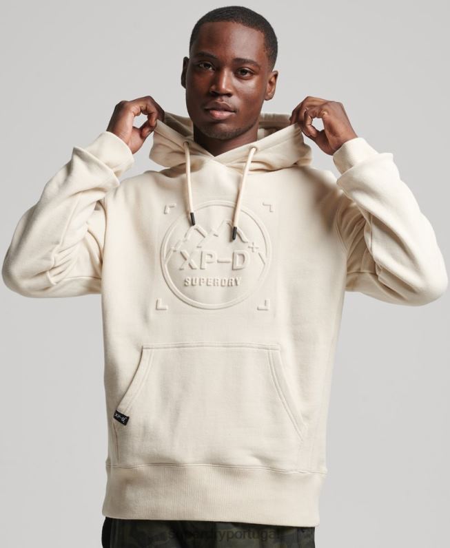 xp-d moletom com capuz solto da tripulação homens creme roupas Superdry 2208H5099