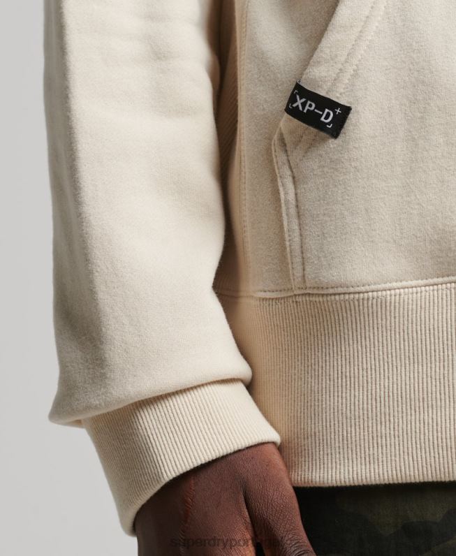 xp-d moletom com capuz solto da tripulação homens creme roupas Superdry 2208H5099