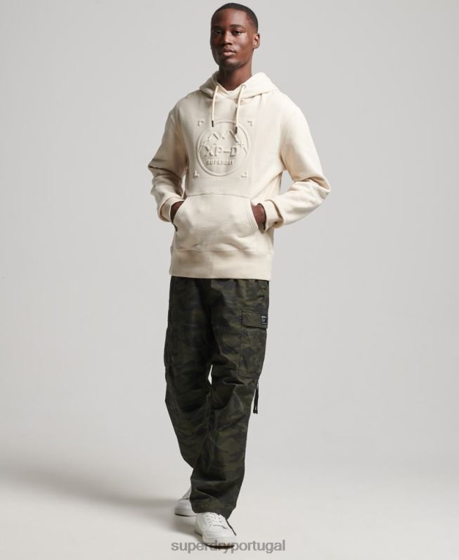 xp-d moletom com capuz solto da tripulação homens creme roupas Superdry 2208H5099