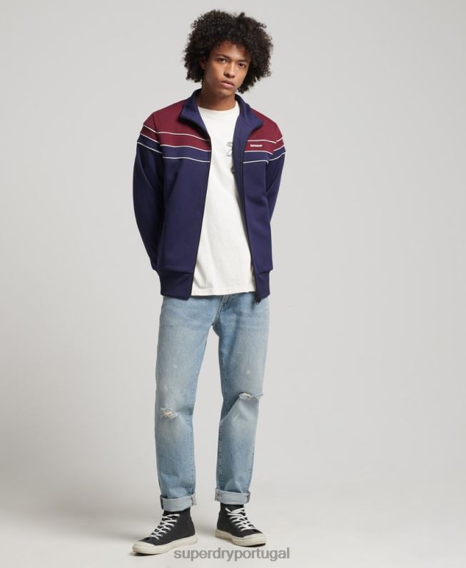 zíper vintage através da parte superior da trilha homens marinha roupas Superdry 2208H834