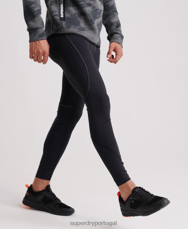 legging de compressão de rebanho de desempenho homens preto roupas Superdry 2208H1441