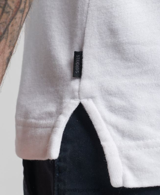 camisa pólo manga longa em jersey de algodão homens branco roupas Superdry 2208H6360