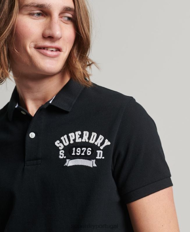 camisa polo superestado homens preto roupas Superdry 2208H77