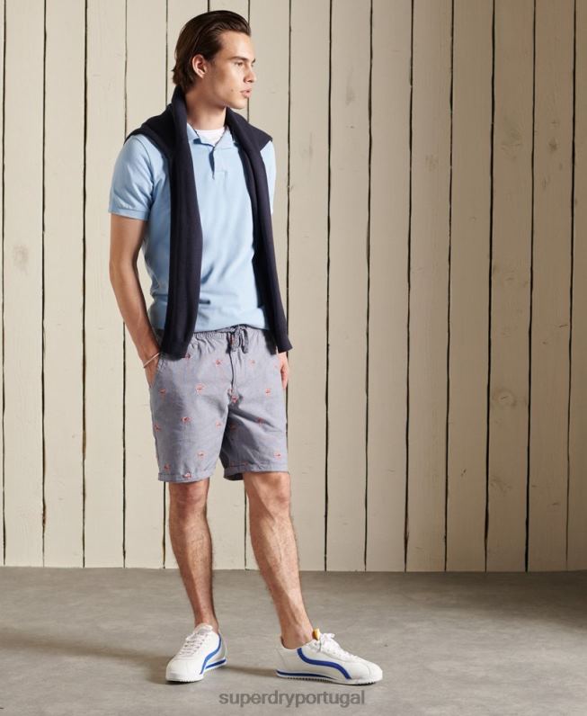 bermuda bordada queimada pelo sol homens marinha roupas Superdry 2208H368