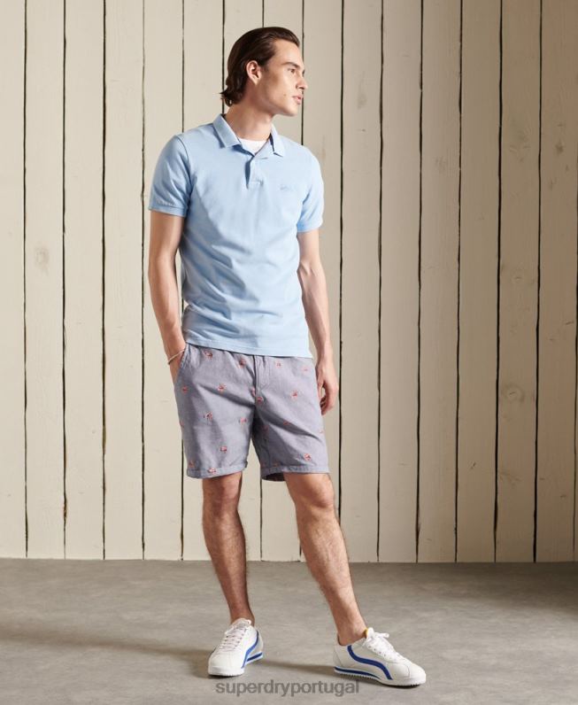 bermuda bordada queimada pelo sol homens marinha roupas Superdry 2208H368