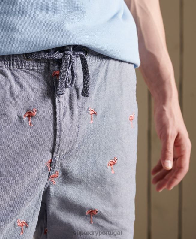 bermuda bordada queimada pelo sol homens marinha roupas Superdry 2208H368