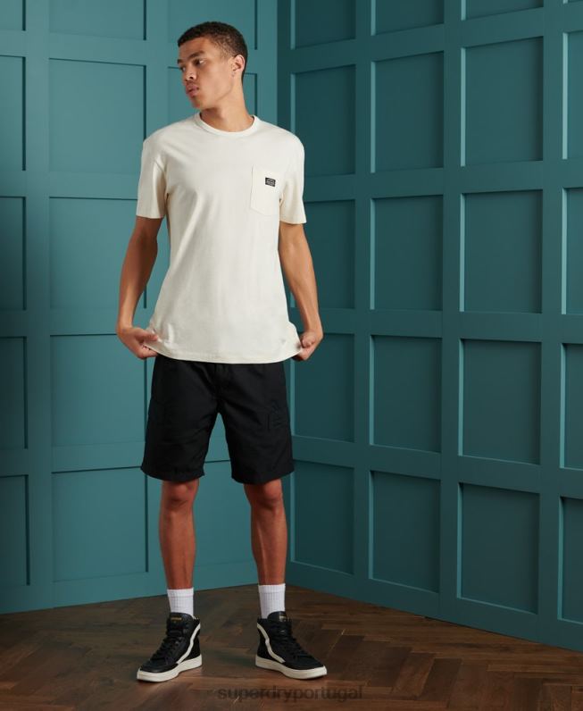 bermuda cargo utilitária homens preto roupas Superdry 2208H382