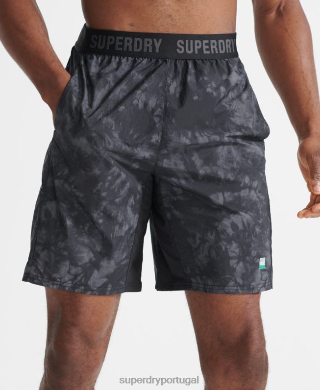 bermuda de corrida homens preto roupas Superdry 2208H5372