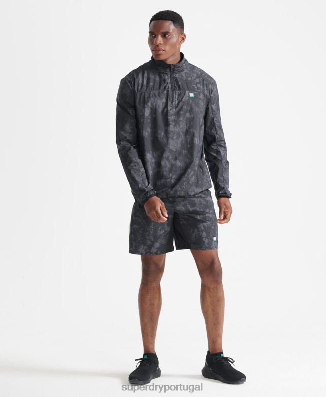bermuda de corrida homens preto roupas Superdry 2208H5372