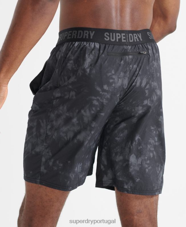 bermuda de corrida homens preto roupas Superdry 2208H5372