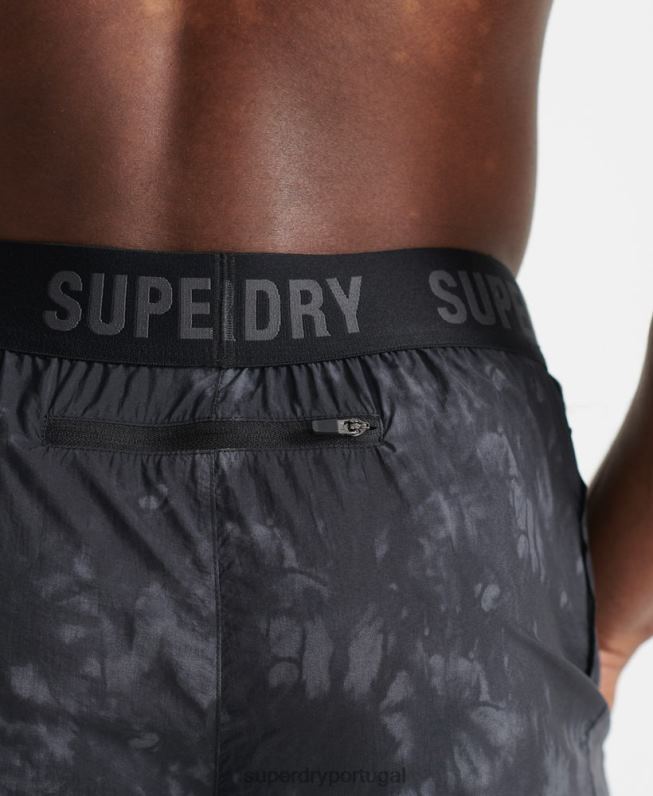 bermuda de corrida homens preto roupas Superdry 2208H5372