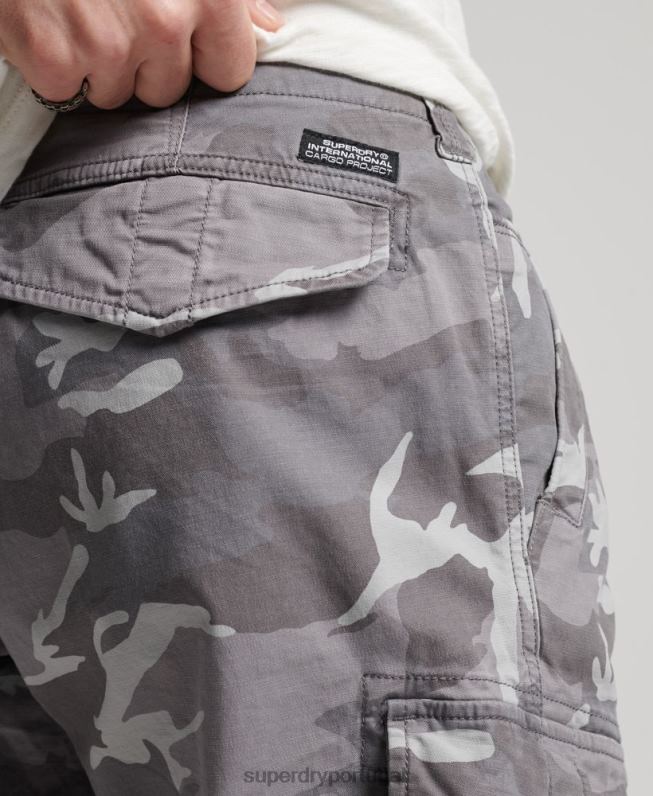 calções cargo core homens cinza claro roupas Superdry 2208H334