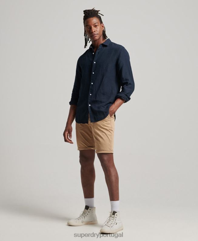 calções chino core homens bege roupas Superdry 2208H245