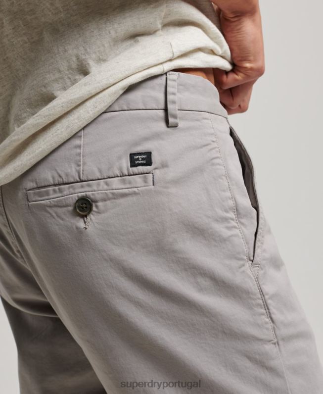 calções chino core homens cinza claro roupas Superdry 2208H253