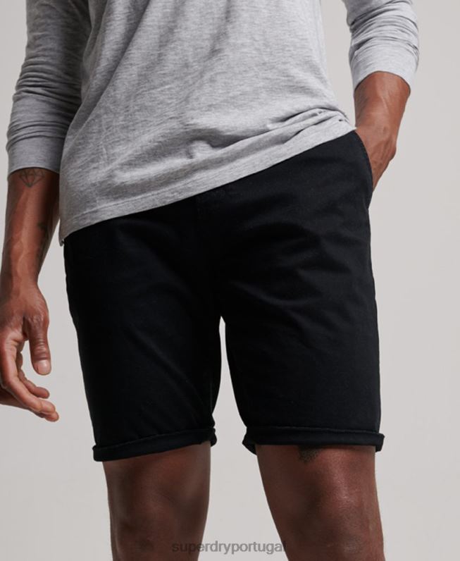 calções chino core homens preto roupas Superdry 2208H255